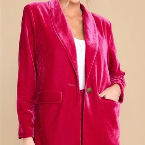 Bright pink velvet blazer